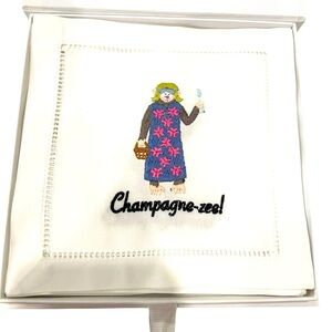 AUGUST MORGAN Champagnezee! Set of 4 Cocktail Napkins, New!